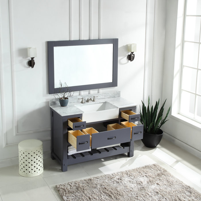 Gracie Oaks Mantra 48'' Single Bathroom Vanity with Marble Top